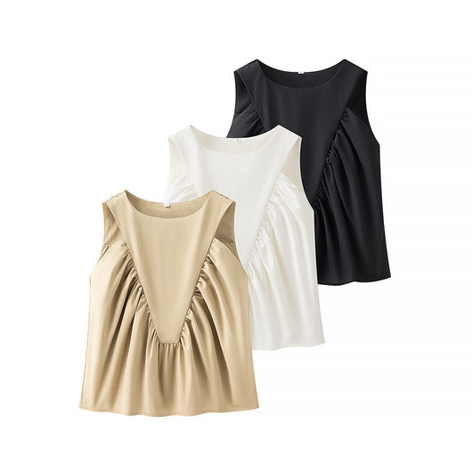 Chaleco Plisado para Mujer Cuello Redondo sin Mangas - Image 14
