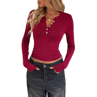 Blusa Manga Larga con Botones en Colores Sólidos para Mujer - Image 5