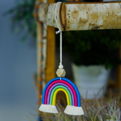 Colgante Bohemio Arcoíris Tejido a Mano para Auto - Image 2