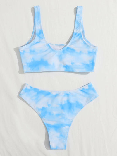 Bikini Deportivo Tie-Dye con Escote en V y Corte Lateral - Image 21
