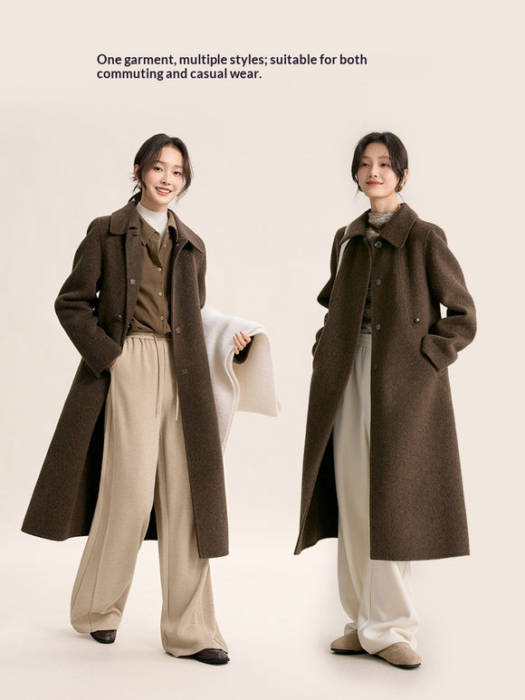 Abrigo Ejecutivo Reversible de Lana Doble Faz con Solapa Elegante