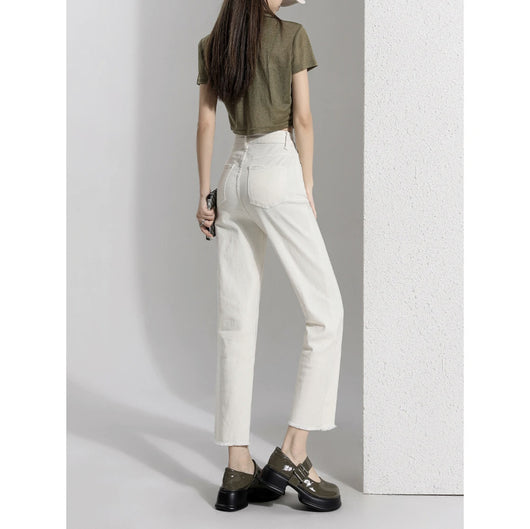 Pantalones Denim Crema Tobilleros para Mujer - Image 8