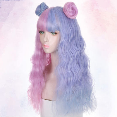 Peluca Rizada Larga en Tonos Candy - Cabello Sintético Premium - Image 2