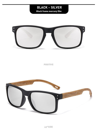 Gafas de Sol Cuadradas Retro con Pata de Madera y Lente Degradado para Hombre - Image 24