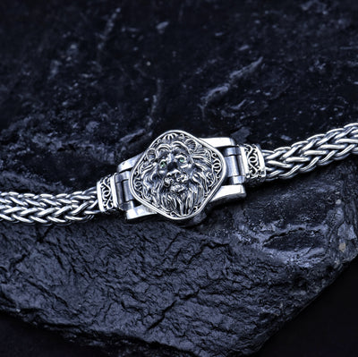 Pulsera de Plata Esterlina S925 Tejida a Mano - Diseño Étnico León Dominante - Image 6