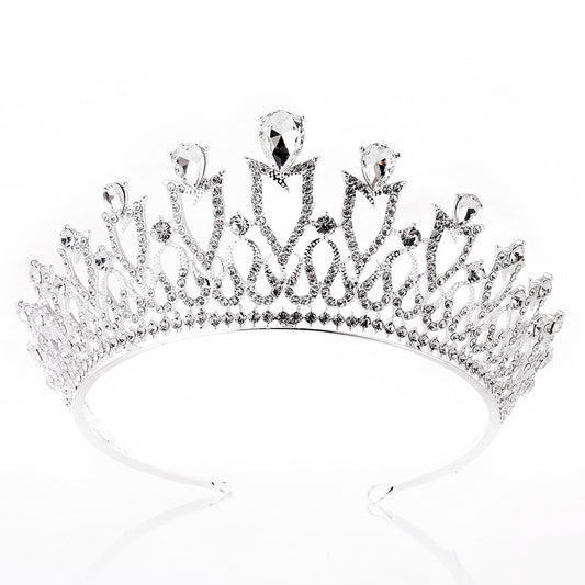 Diadema Nupcial Corona Princesa Coreana con Cristales Multicolor - Image 2