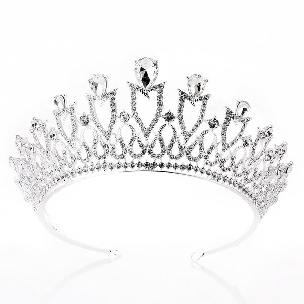 Diadema Nupcial Corona Princesa Coreana con Cristales Multicolor