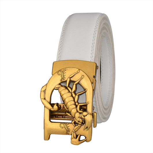 Cinturón de Cuero Cowhide Vintage con Hebilla Automática Bronce - Image 10