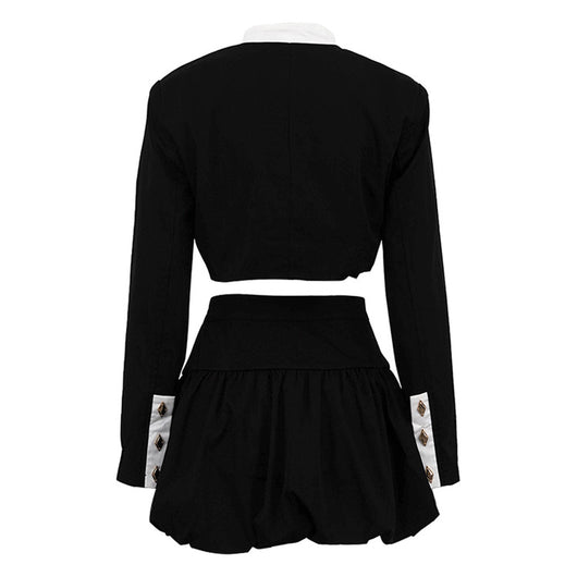 Conjunto Elegante: Blusa Cuello Alto Manga Larga + Falda Ajustada - Image 24