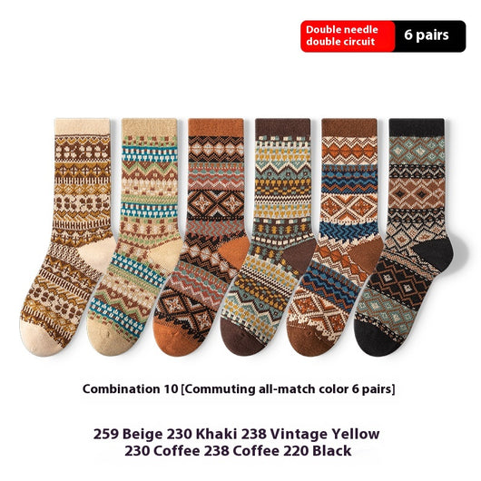 Calcetines Artísticos Étnicos Retro Tubo Medio en Algodón - Image 11