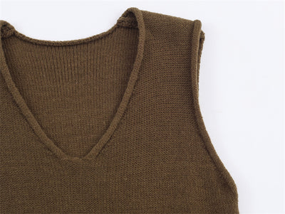 Chaleco Suelto Cuello V Estilo Francés Mujer - Colores Sólidos - Image 20