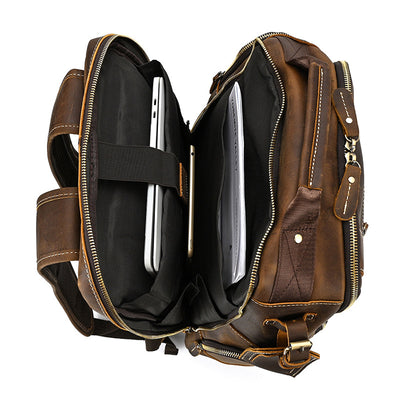 Mochila Retro de Cuero para Hombre - Bolsa Escolar de Gran Capacidad - Image 17