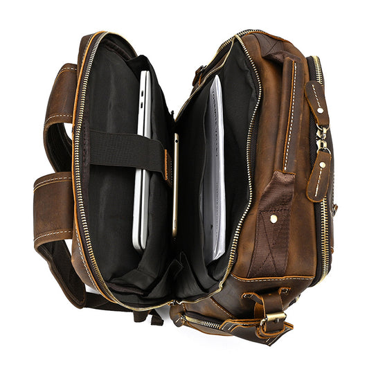 Mochila Retro de Cuero para Hombre - Bolsa Escolar de Gran Capacidad - Image 17