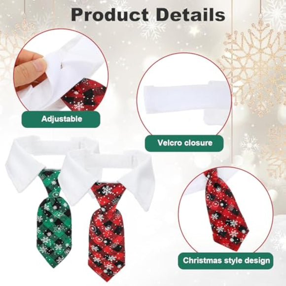 Corbata Navideña Ajustable para Mascotas con Patrón de Copos de Nieve
