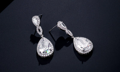 Aretes de Novia con Zirconia AAA Forma de Gota Banquete Nupcial - Image 7