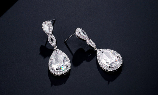 Aretes de Novia con Zirconia AAA Forma de Gota Banquete Nupcial - Image 7