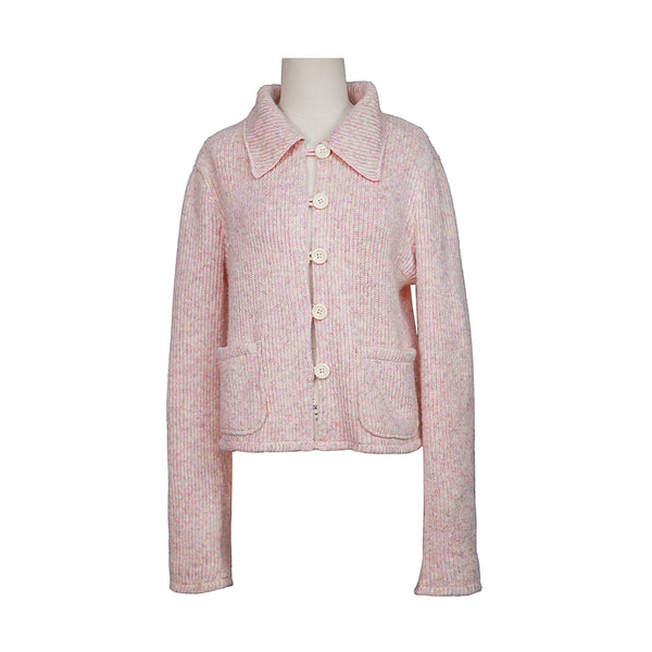 Cardigan Corto de Punto con Solapa y Manga Larga