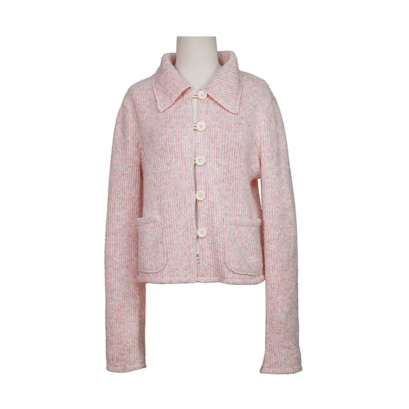 Cardigan Corto de Punto con Solapa y Manga Larga