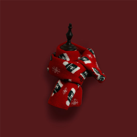 Bufanda Tejida Roja con Estampado de Reno y Copos de Nieve - Image 11