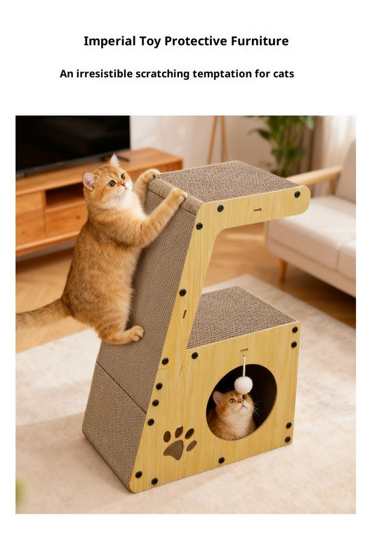 Rascador Multifuncional de Cartón Corrugado para Gatos con Entretenimiento Integrado - Image 9