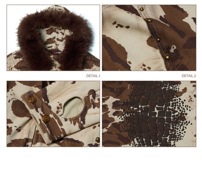 Sudadera Camo con Estampado de Vida Silvestre y Capucha Forrada en Pelaje - Image 5