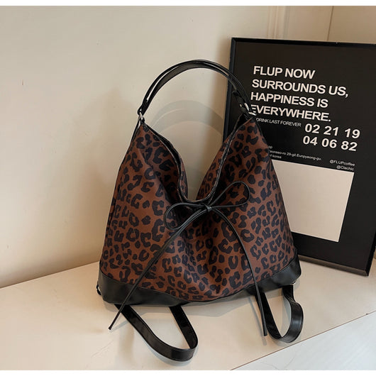 Mochila de Moda con Estampado Leopardo de Gran Capacidad Multiusos - Image 6