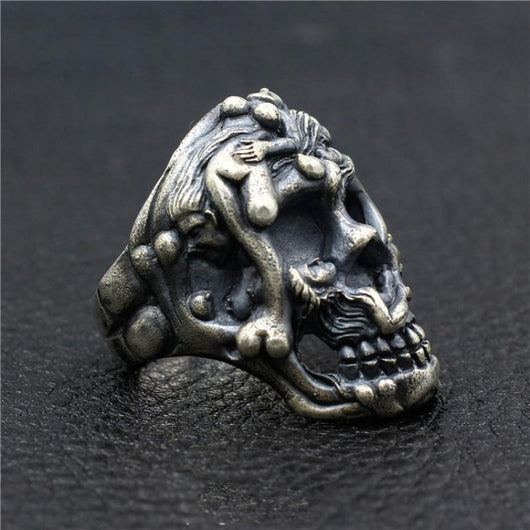 Anillo de Calavera y Belleza en Plata 925 Estilo Rock Hip Hop Punk - Image 10