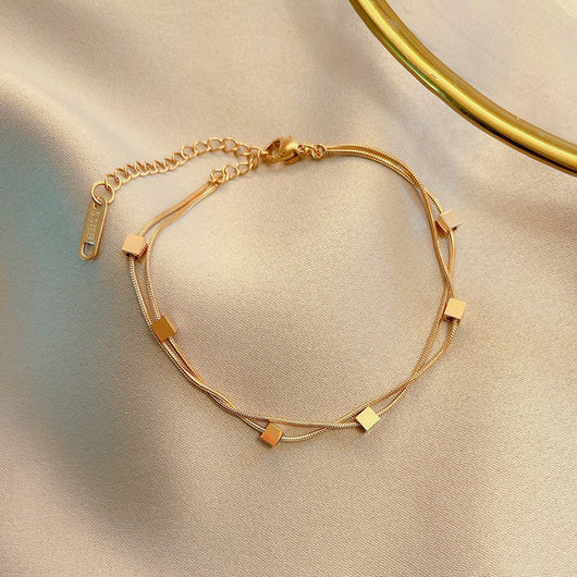 Pulsera de Acero Titanio Doble Capa Oro Rosa para Mujer - Image 8