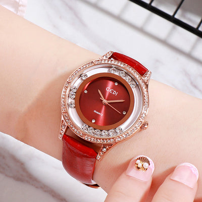 Reloj Cinturón de Cuero Doble Diamante Versátil para Mujer - Image 7