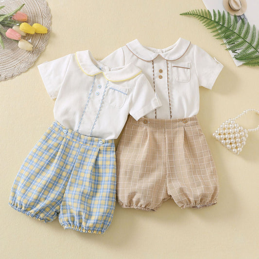 Conjunto Infantil Elegante: Camisa a Cuadros y Shorts