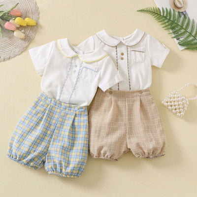 Conjunto Infantil Elegante: Camisa a Cuadros y Shorts