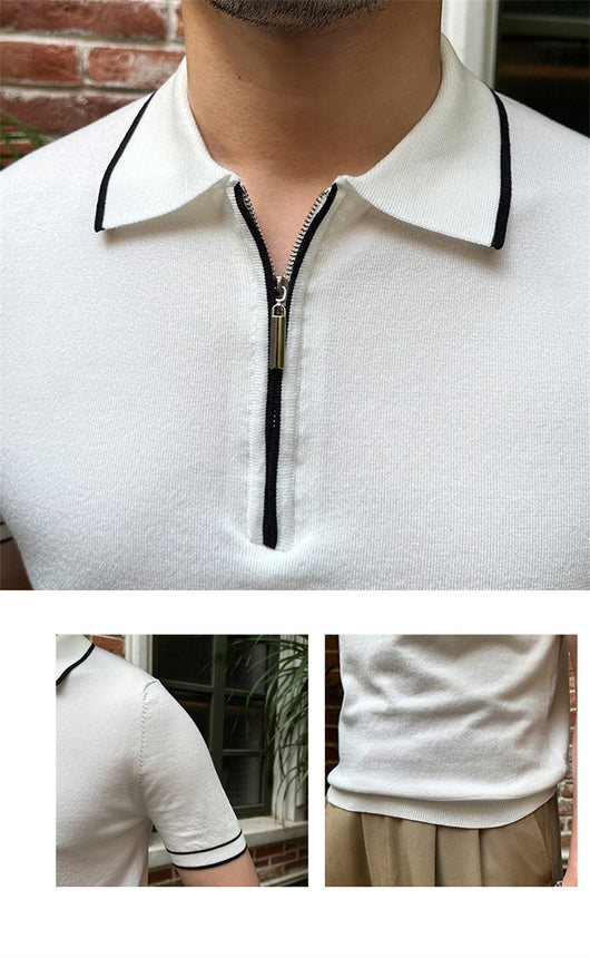 Camisa Casual de Punto con Solapa Transpirable para Hombre - Image 12