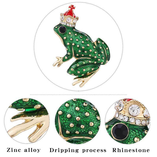 Broche Rana Corona con Diamante y Gota de Aceite - Image 9