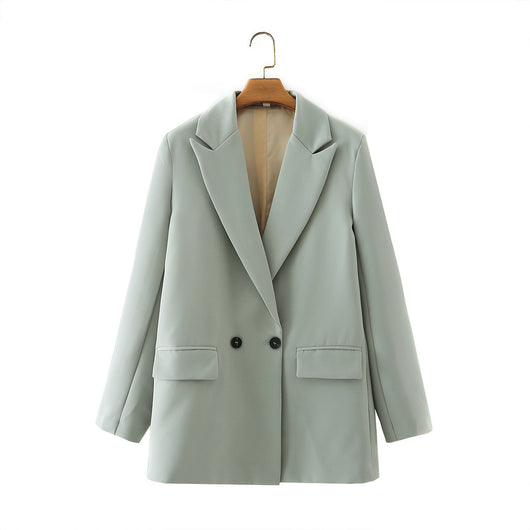 Blazer Oversize Doble Botonadura Color Sólido - Image 9