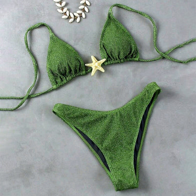 Bikini Estrellas de Mar Negro con Cordones Ajustables - Image 3