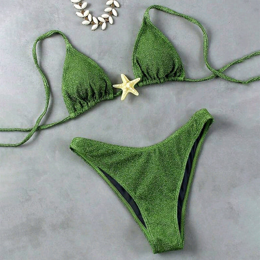 Bikini Estrellas de Mar Negro con Cordones Ajustables - Image 3