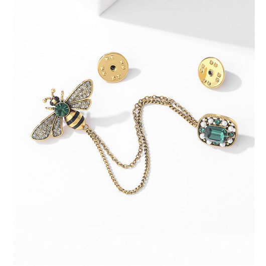 Broche Abeja Retro con Cadena - Accesorio de Personalidad - Image 2