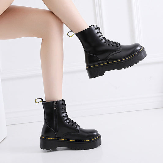 Botas Motociclista con Cordones y Diseño Muffin Bottom