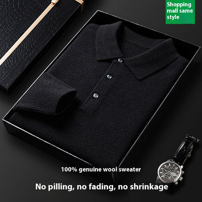 Suéter Polo de Manga Larga para Hombre - Colores Sólidos Otoño Invierno - Image 3