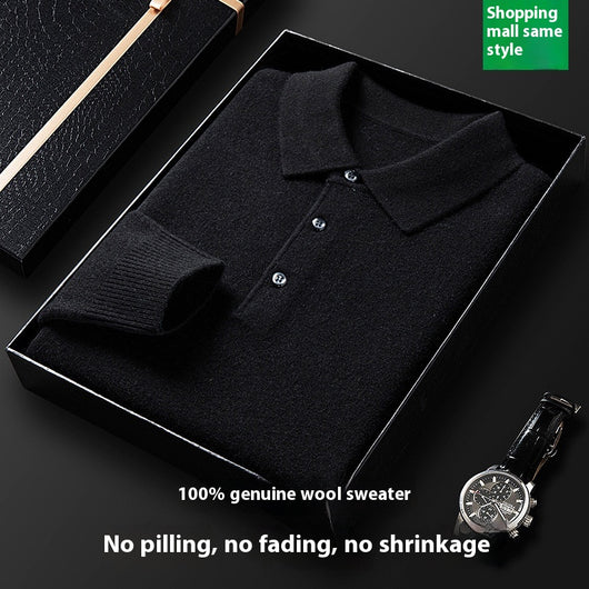 Suéter Polo de Manga Larga para Hombre - Colores Sólidos Otoño Invierno - Image 3