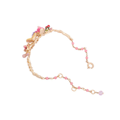 Pulsera de Flores de Peonía en Esmalte Rosa con Zircones Chapada en Oro - Image 16