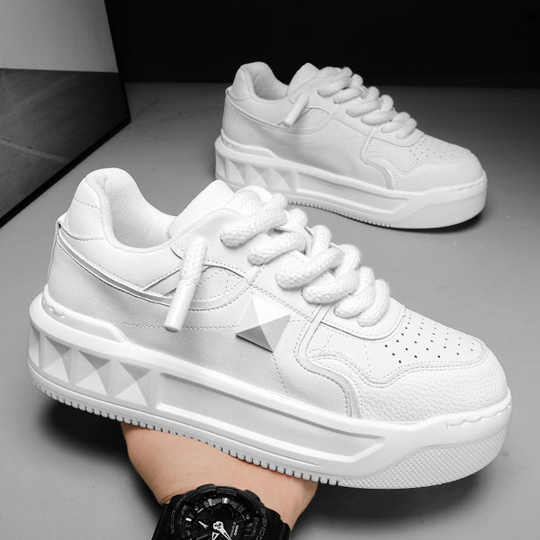 Zapatos Deportivos Blancos para Hombre con Suela Gruesa y Aumento de Altura