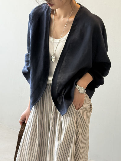 Blusa Suelta de Ramio Retro Artística con Protección Solar y Mangas Largas - Image 11