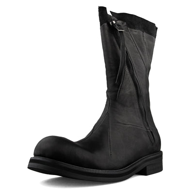 Botas de Cuero Deconstruidas Irregulares Estilo Retro para Hombre - Image 5