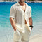 Camisa Henley Retro de Algodón y Lino con Rayas - Casual y Versátil