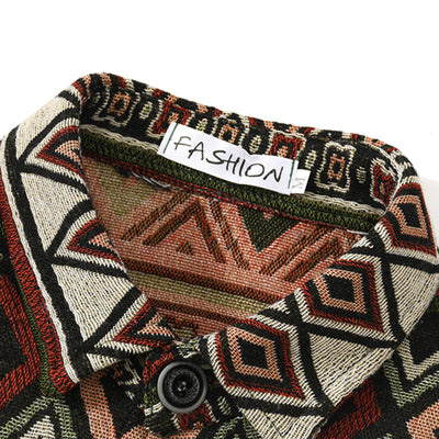 Camisa Vintage Étnica Tejida con Bordados para Hombre - Manga Larga - Image 4