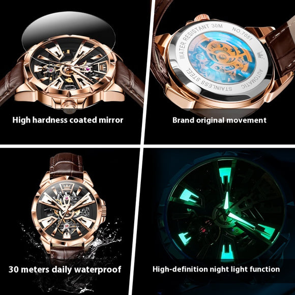 Reloj Automático para Hombre con Esfera Hueca y Resistencia al Agua