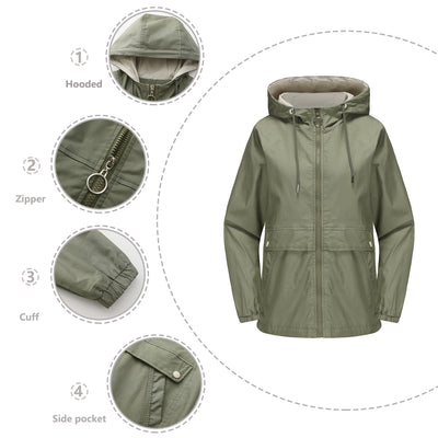 Abrigo Impermeable con Capucha en Colores Sólidos para Mujer - Image 4