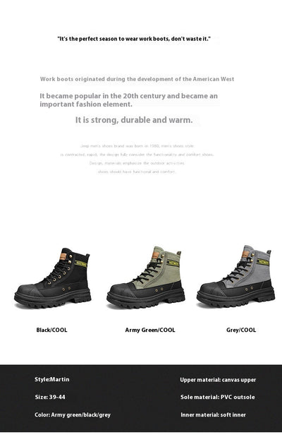 Botas de Trabajo Casual con Suela Gruesa - Estilo Motociclista Versátil para Hombre - Image 7