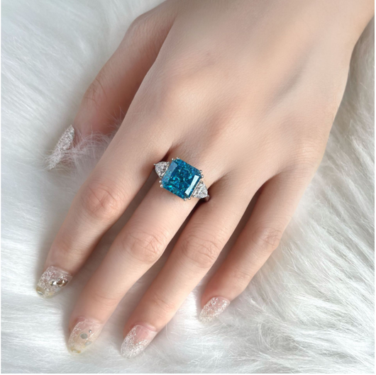 Anillo Flor de Hielo con Aguamarina y Carbono Alto - Image 13